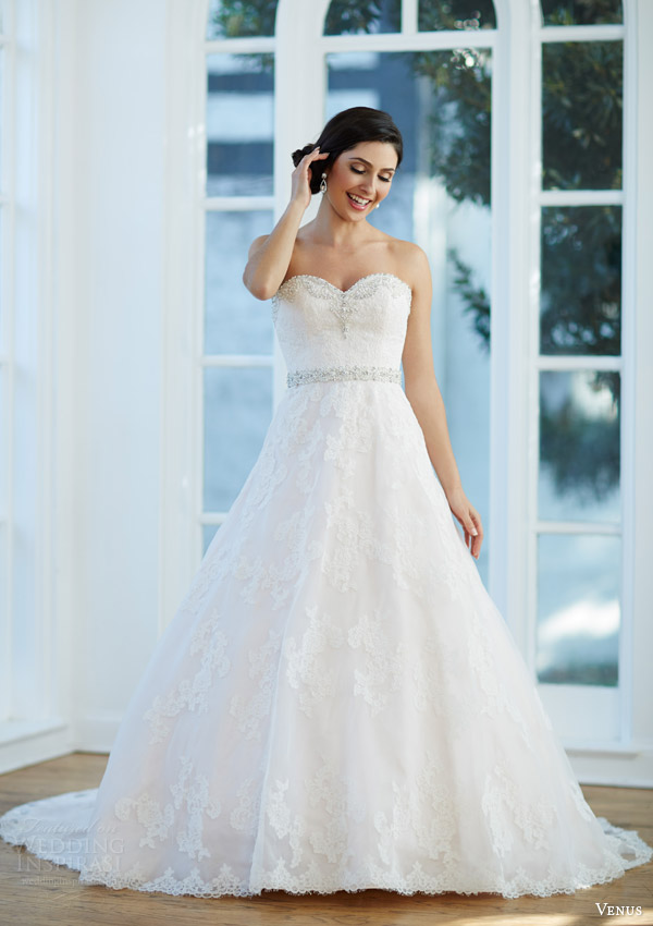 venus bridal fall 2024 venus collection ve8198 strapless lace ball gown beaded sweetheart neckline Venus 2025婚纱礼服系列