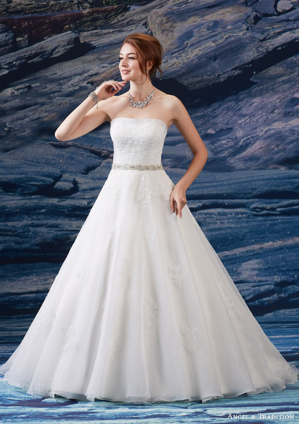 venus bridal fall 2024 angel tradition at4613 strapless wedding dress lace bodice beaded natural waist Angel & Tradition 2025婚纱礼服系列