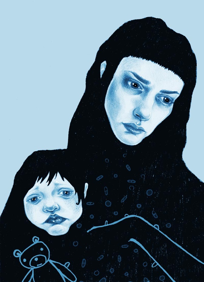 Natalie Foss彩色铅笔肖像插画