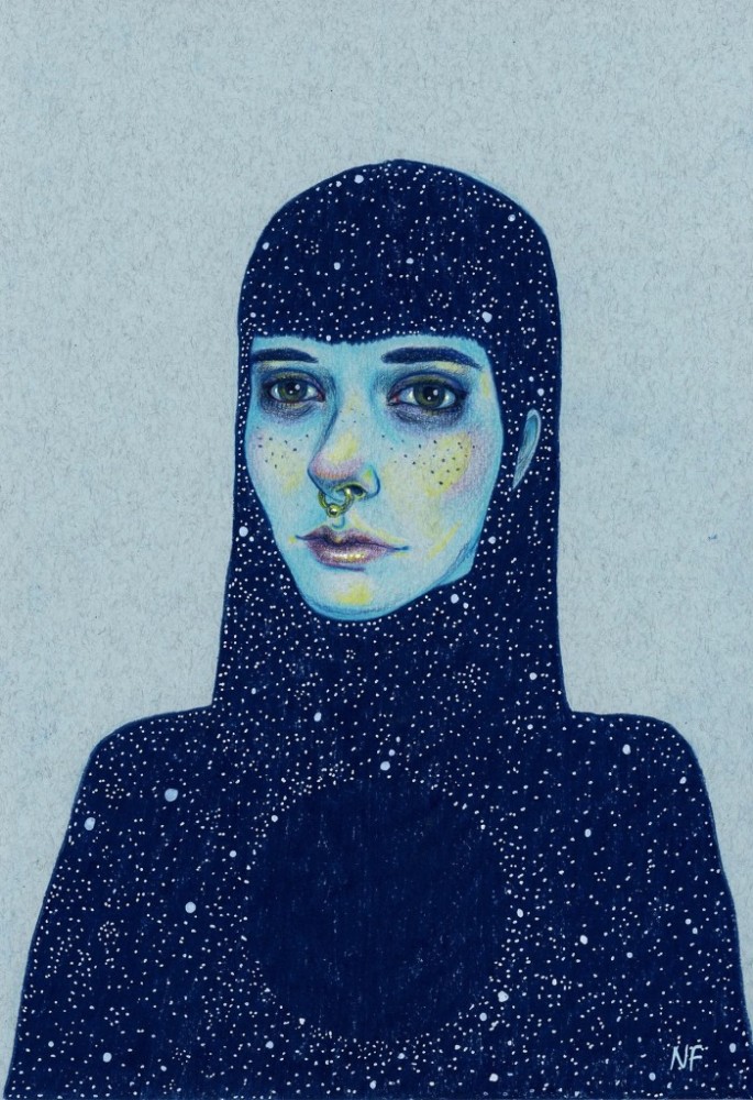 Natalie Foss彩色铅笔肖像插画