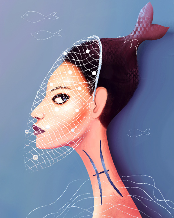 俄罗斯杂志Grazia 的星座插画设计欣赏