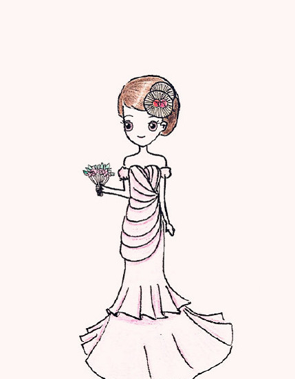 每个女孩都有个婚纱梦可爱插画设计欣赏
