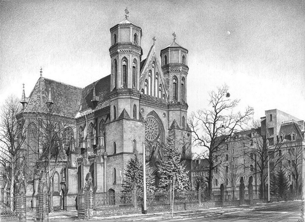 夫斯基·鲍威尔·保利科斯基建筑铅笔画