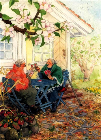 芬兰Inge L&#246;&#246;k插画:Old Ladies