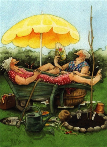 芬兰Inge L&#246;&#246;k插画:Old Ladies