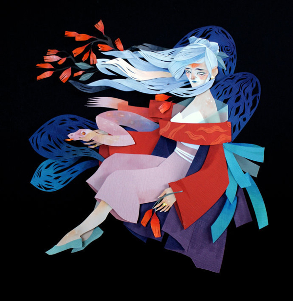 当水彩插画融入创意剪纸艺术