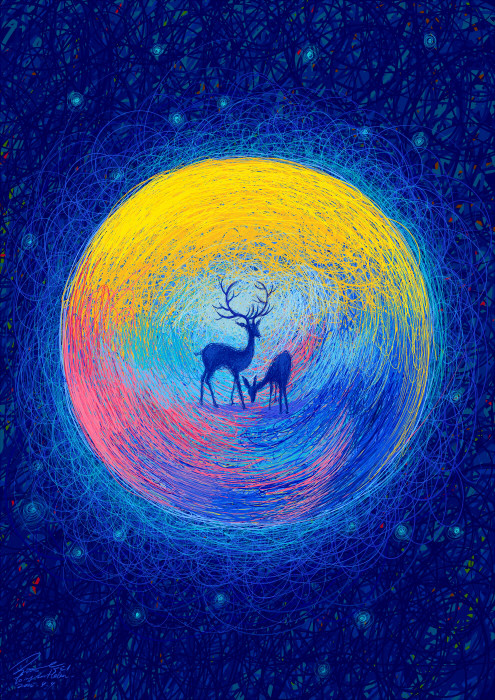 插画师artfei：一组精神病系色彩插画