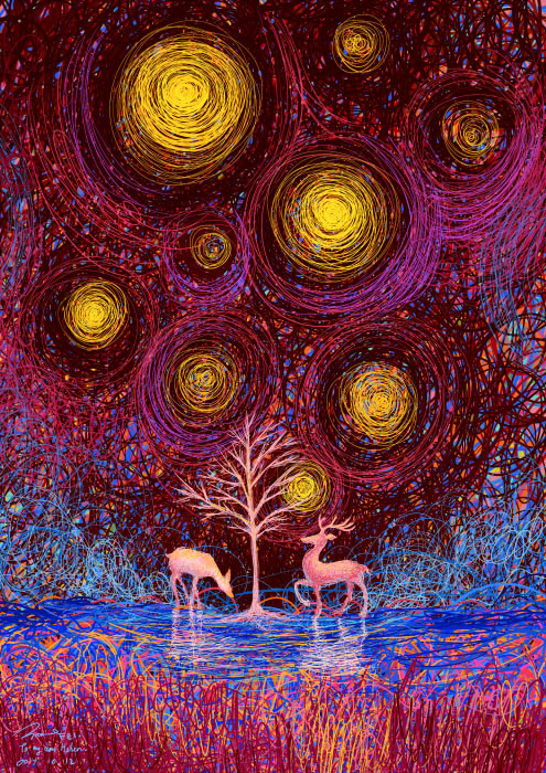 插画师artfei：一组精神病系色彩插画