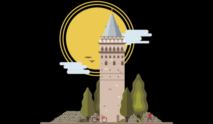 伊斯坦布尔地标建筑插画设计