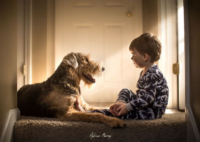 儿童人像摄影欣赏 动物与小孩相处的温情瞬间