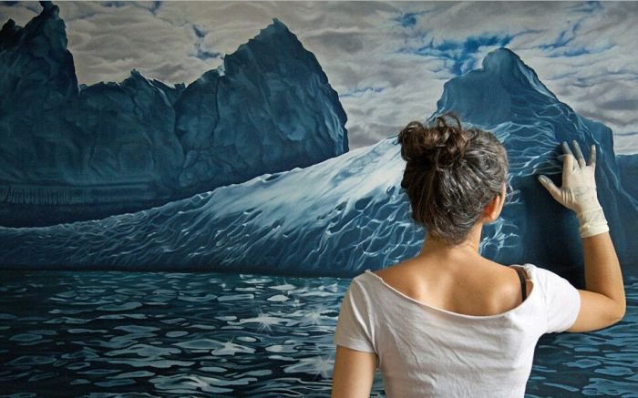 艺术家Zaria Forman 手指画出冰 海画卷