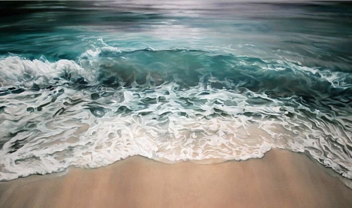 艺术家Zaria Forman 手指画出冰 海画卷