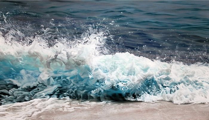 艺术家Zaria Forman 手指画出冰 海画卷