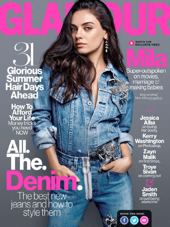 女星 Mila Kunis演绎《Glamour》时尚杂志大片