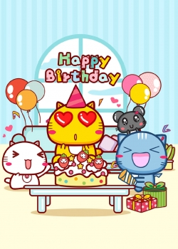 哈咪猫生日快乐卡通图片手机壁纸