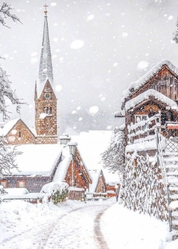 奥地利小镇唯美雪景图片桌面壁纸