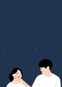 甜蜜情侣手绘插画图片高清手机壁纸