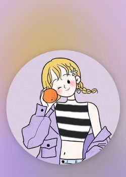 甜美女孩可爱手绘插画高清手机壁纸