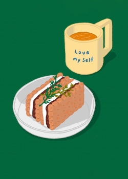 清新美食手绘插画高清手机壁纸