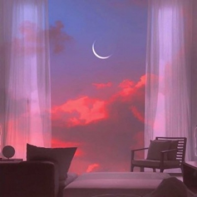 沈曦:唯美意境玫红色天空风景图/你是我的可遇不可求.