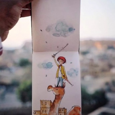 安奈 小清新意境插画      你满身星月静栖 也赢我一生爱意