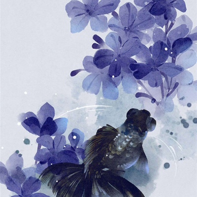 古风九色锦鲤背景图