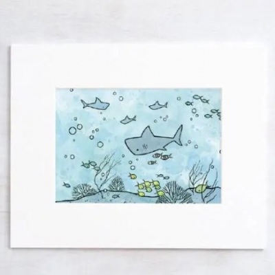 千鹤/治愈系海边插画/作者不详