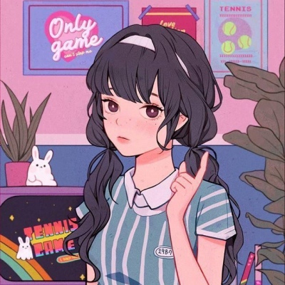 江孑/可爱粉色手绘女头