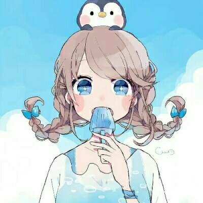 女生漫画头像   蓝色系