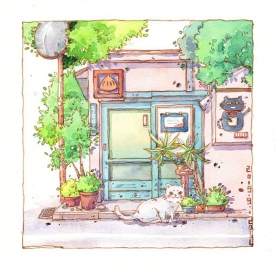 钢笔淡彩/邱啊璐