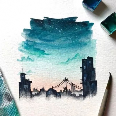 安奈 唯美清新插画 因为梦中有你 我一觉睡到八点