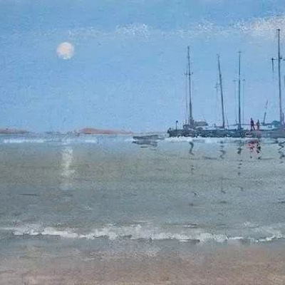 安奈 意境海边水彩插画 浪漫缺点勇气 快乐缺点诗意