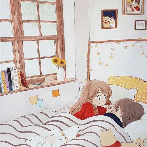 林知晚   简简单单情侣日常生活手绘头像