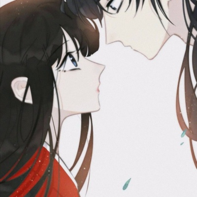 一对两张的可爱古风动漫情侣狗头