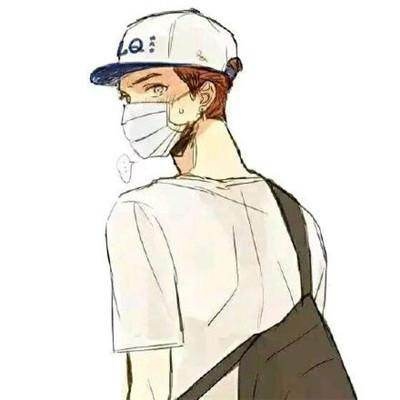 动漫口罩男头:大家出门记得戴口罩！武汉加油！中国加油！
