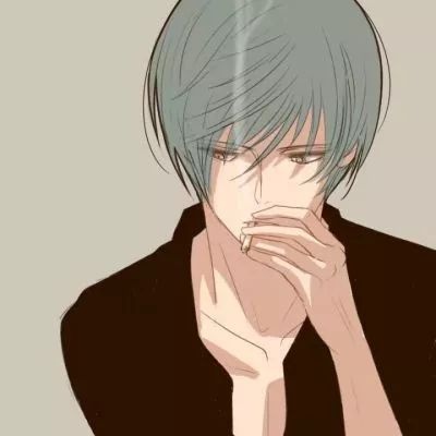 江孑 颓废吸烟手绘二次元男头