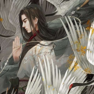 唐崎夜雨 手绘古风插画自截男头