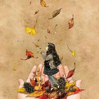 #手绘森系唯美女生头像#