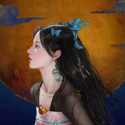 唐崎夜雨／手绘古风插画自截优质女生头像