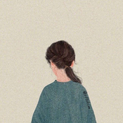 女生背影动漫手绘卡通头像