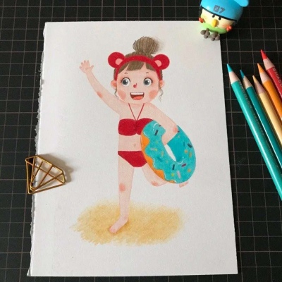 a千鹤&夜猫/小女孩插画/夜色再美，也难逃泪水的阻隔