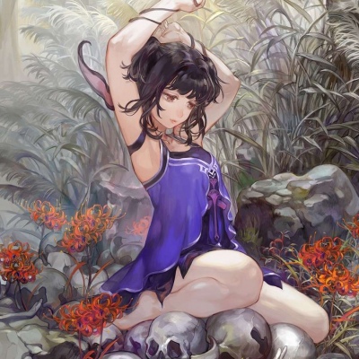 唐崎夜雨 二次元插画自截女生头像