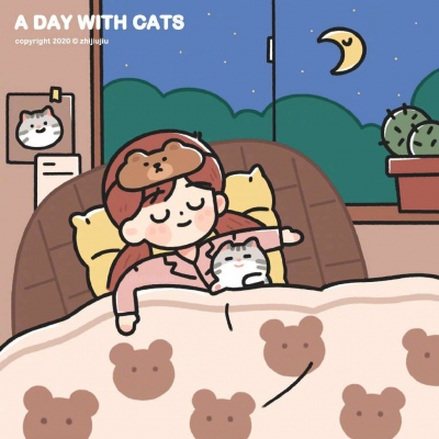 可爱卡通女生手绘头像 抱着你 有一个懒散的下午也不错