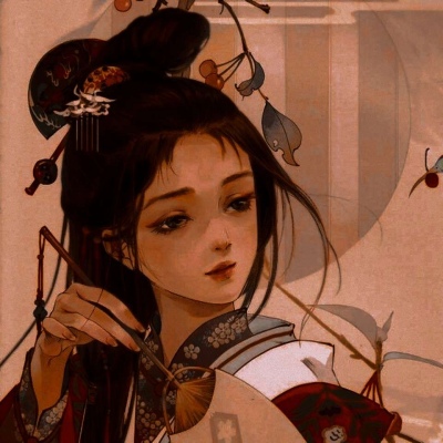 祁安辞：唯美意境古风红色系手绘动漫女生头像/字字珍贵，句句入心