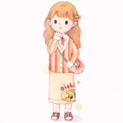 可爱零食女孩插画