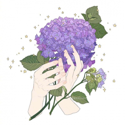 唯美鲜花插画头像|成长就是与这个世界讲和。