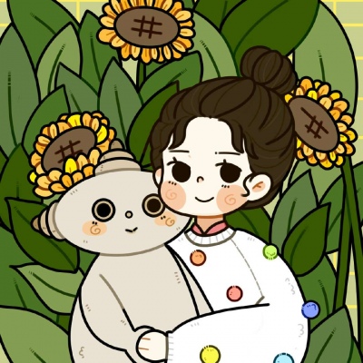 森系文艺女孩手绘插画头像 投稿: @小V想吃冰