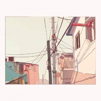 人间烟火卡通动漫背景图 榕阴巷陌夕阳画角 你之所在心之所向