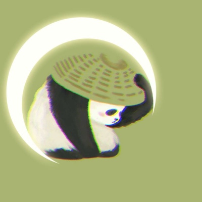 可爱绿色系 ࿄   月亮和熊猫