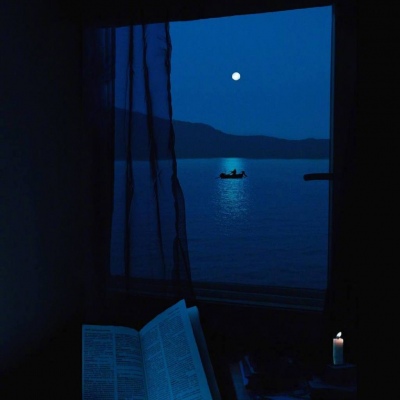 客桥：暗色系蓝色风景静物背景图 惊鸿难抵梦重重